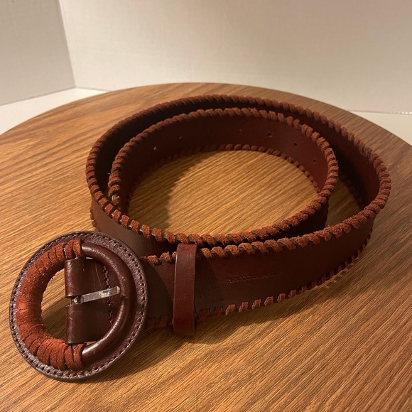 Rebecca Minkoff Accessories - Rebecca Minkoff Burgundy Calf Leather Napa Stitched Belt 36”